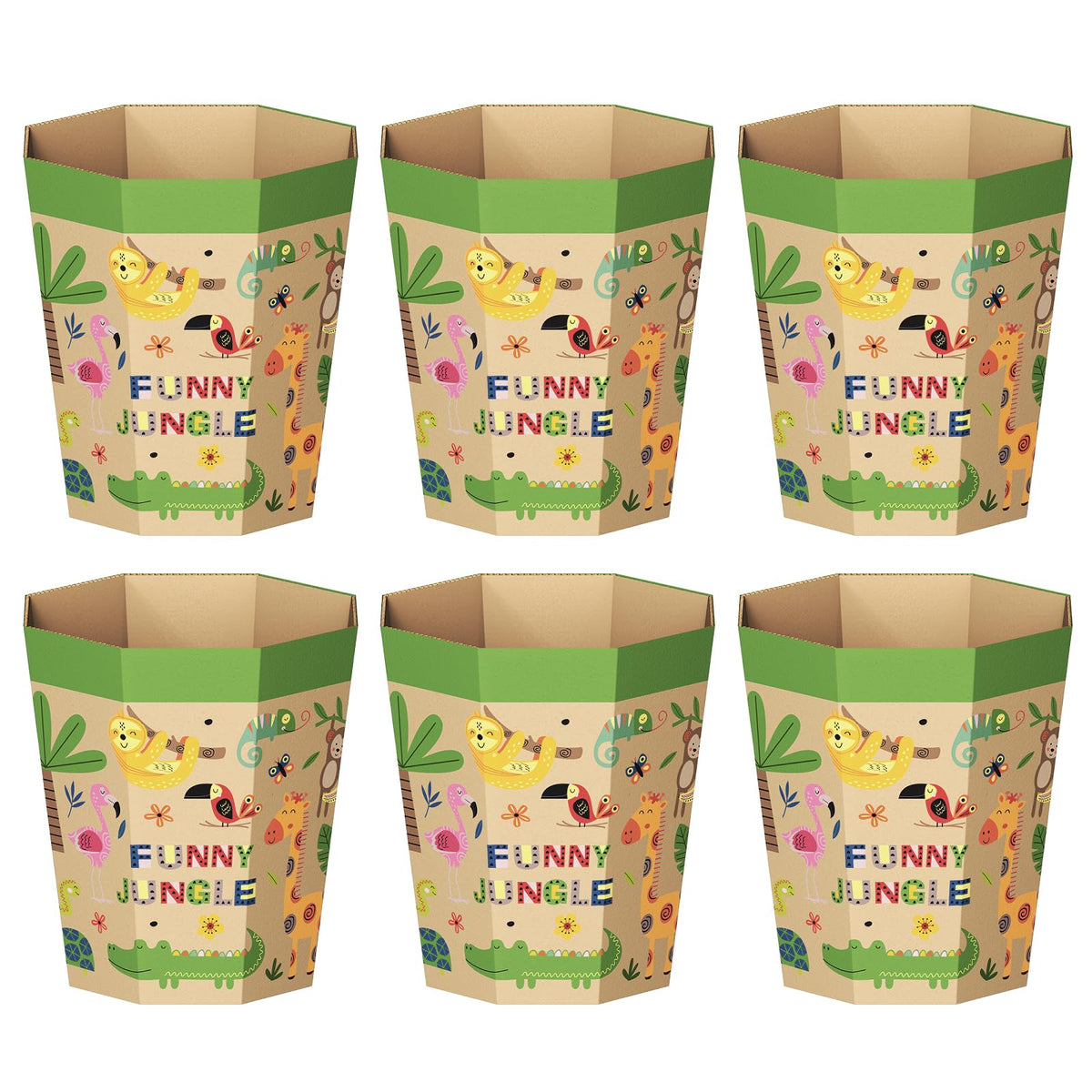 6-Pack Cardboard Waste Paper Bin – Foldable, Recyclable, Plastic-Free & Reusable Trash Can for Kids - Small Rubbish Bin