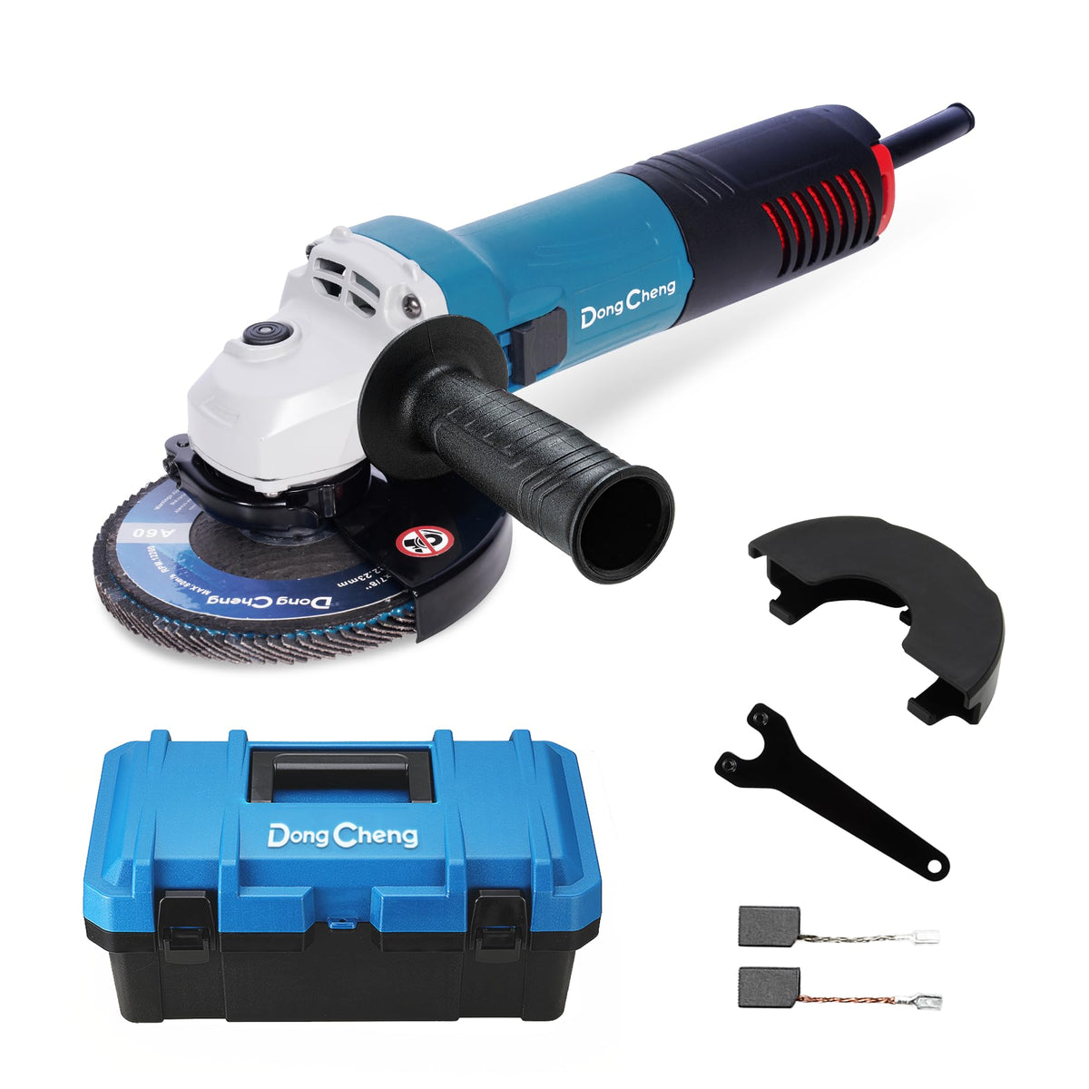 Dong Cheng Angle Grinder 115mm 800W, Compact Angle Grinder with Storage Hard Case & Quick-Change Guard, Professional for Cutting, Grinding, Polishing