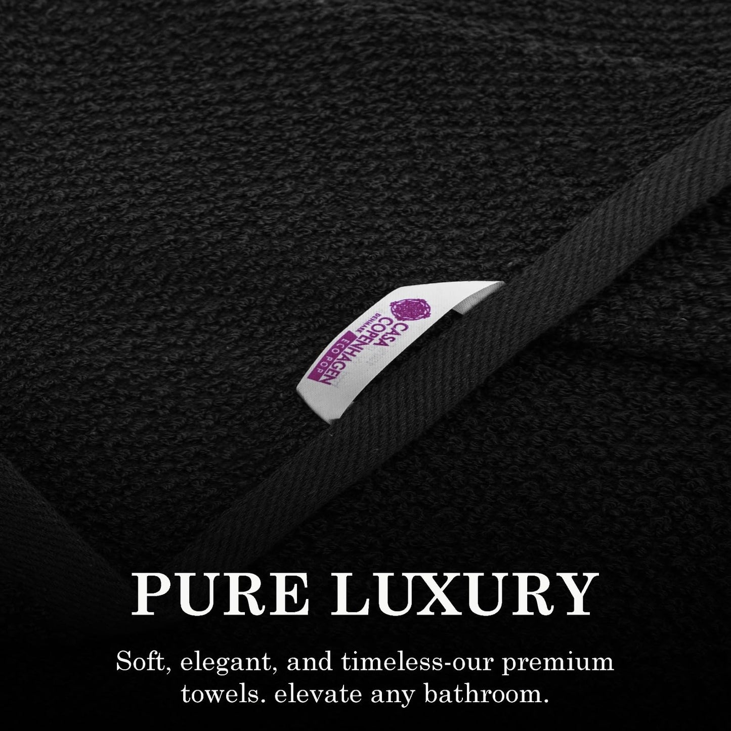 CASA COPENHAGEN Popcorn Textured 6-Piece Small Bath Towel Set - Black, 550 g/m², 6-piece small bath towels, cotton towels for rough and tough use