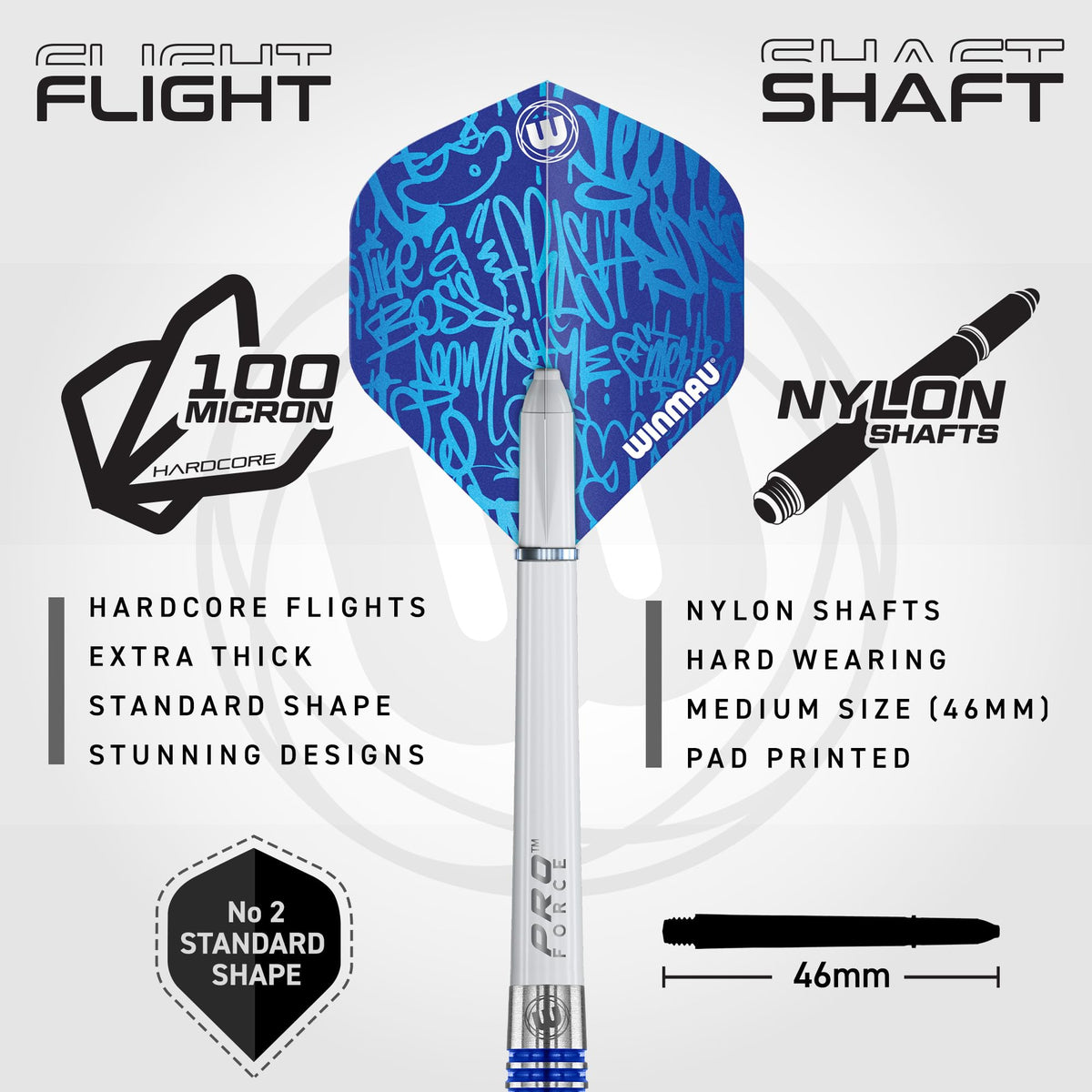 WINMAU Advance 500 Series Tungsten Blue 24 Gram Steeltip Darts Set with Flights and Shafts (Stems)