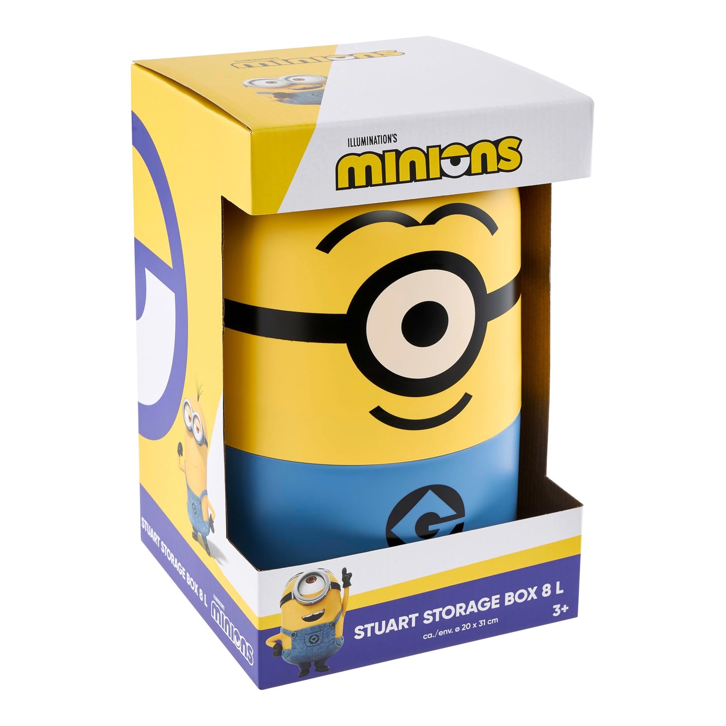 keeeper Minions storage container Stuart, 20 x 20 x 31 cm, 8 l, stackable and easy to open, storage box with design from Despicable Me, yellow