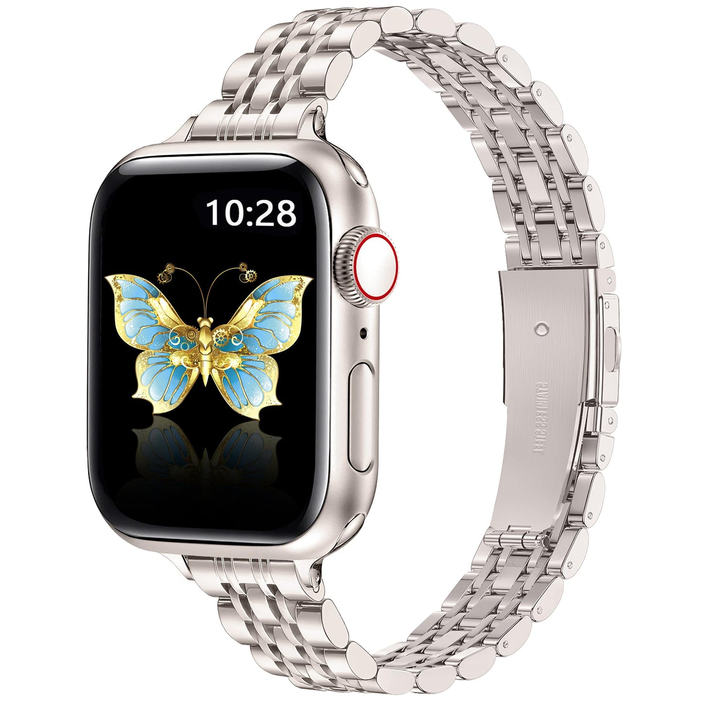 Vamyzji Slim Stainless Steel for Apple Watch Strap 40mm 42mm(Series 11 10) 41mm 38mm, Thin Women ladies Metal Adjustable Chain iWatch Strap for Apple