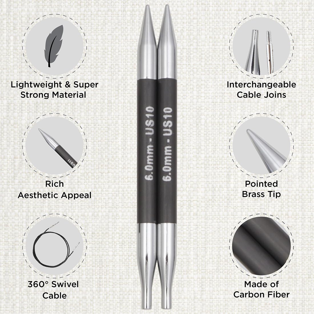 KnitPro - KnitPro Karbonz Interchangeable Deluxe Knitting Needle Set - 1 Set
