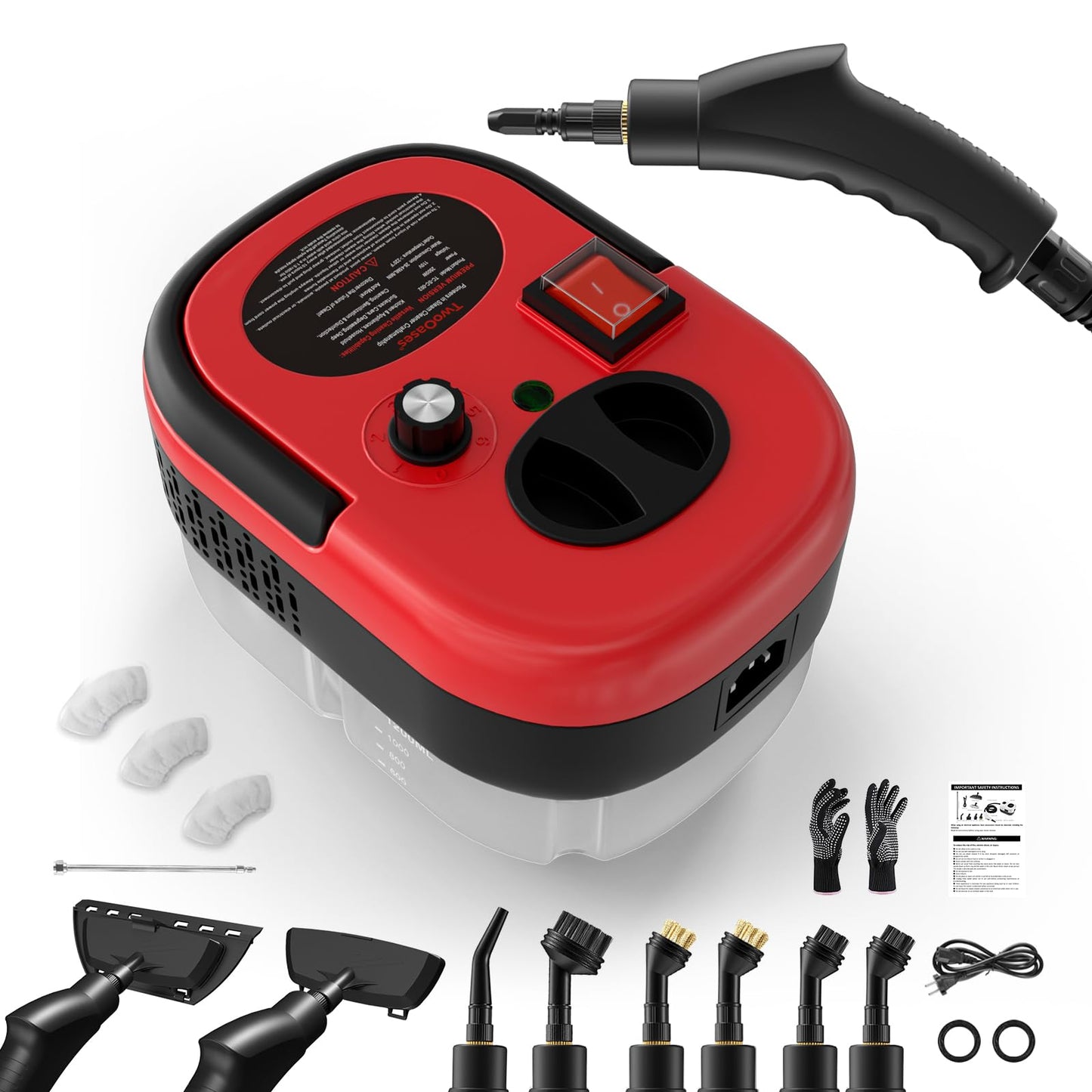 Steam Cleaner, Portable Steamer for Cleaning, 15S Fast Heating Car Steamer, 1.2L Water Tank, Multi-Purpose Steamer for Home Use, Handheld Steam