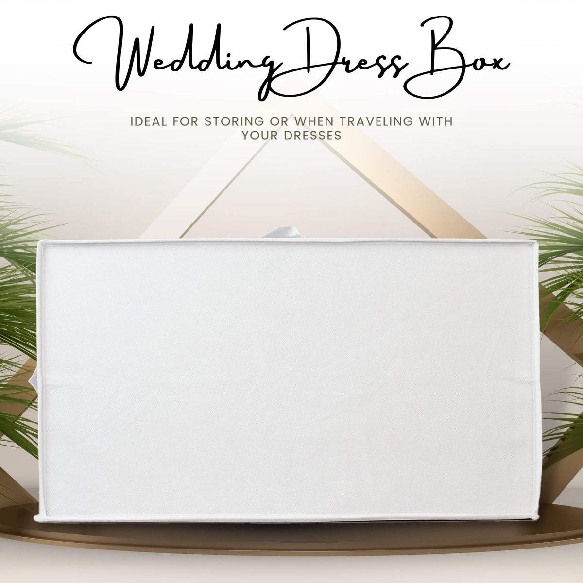 Hoesh UK – White Large Wedding Dress Storage Box, Under Bed with Lid & Acid Free Tissue - bridal gown storage, wedding dress box, clothes storage