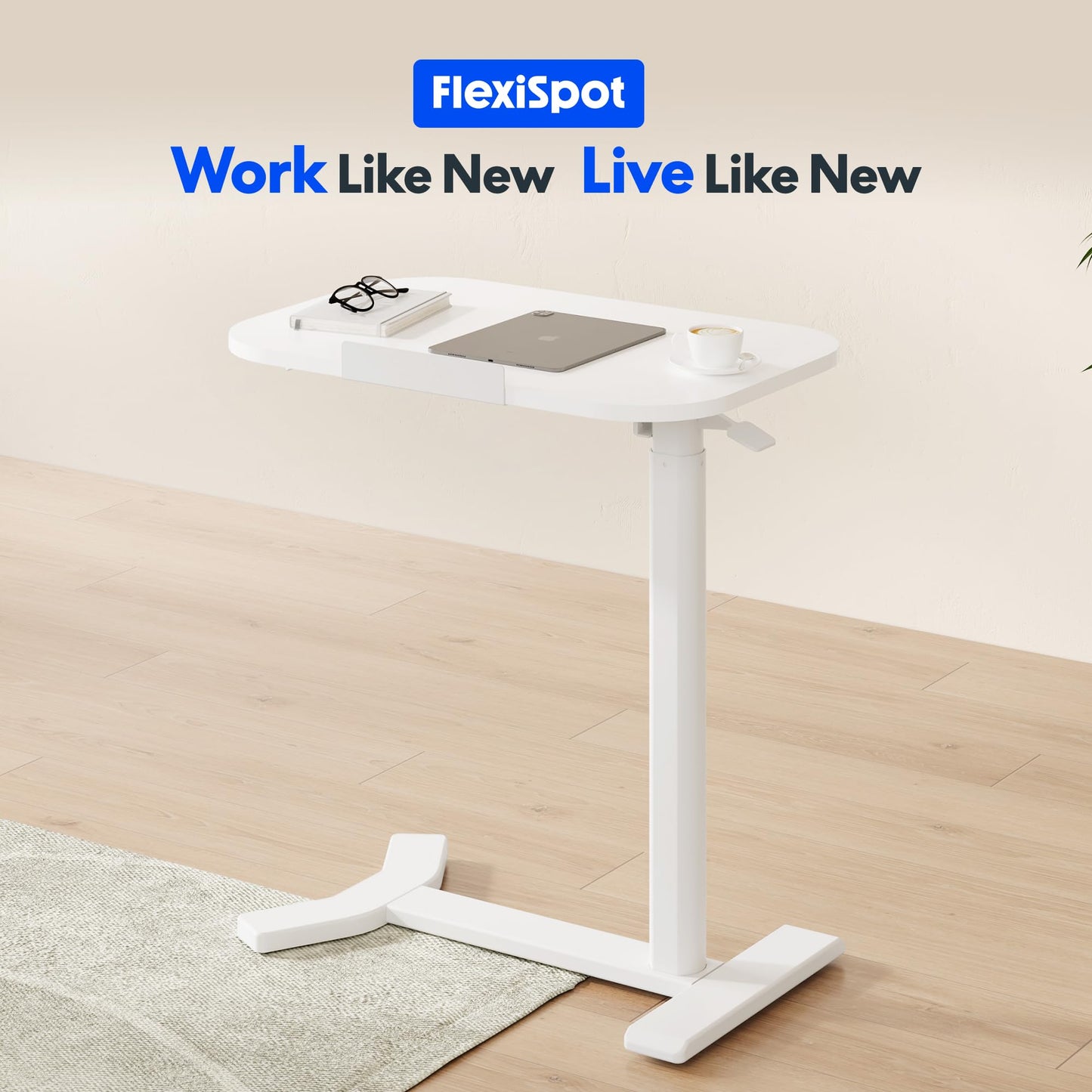 FLEXISPOT C-Shaped Side Table Height Adjustable End/Bedside Table for Sofa Bedroom Living Room Office