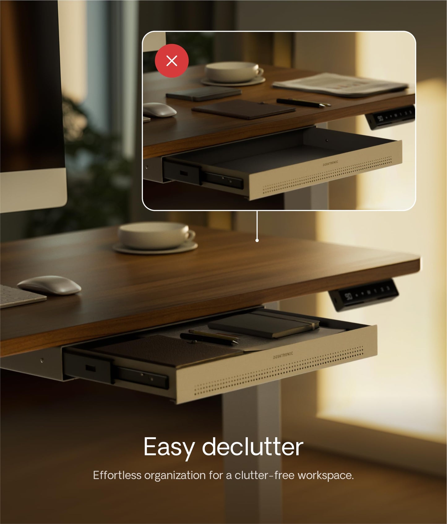 Desktronic Under Desk Drawer | Table Desk Organizer | Under Table Storage Box | Metal Drawer, Hidden Drawer Box (Gray)