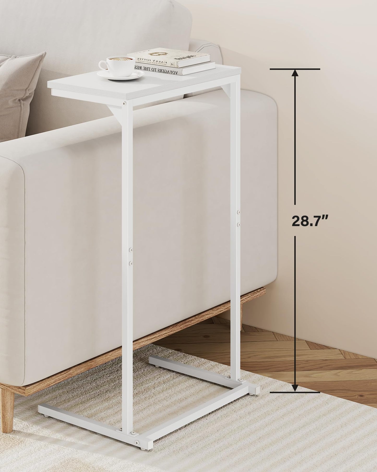 TUTOTAK C Shaped Side Table, Set of 2, Small End Table, 28.7 inch Tall Couch Sofa Table, Living Room, Bed Room, White V1TB01BW0712EU