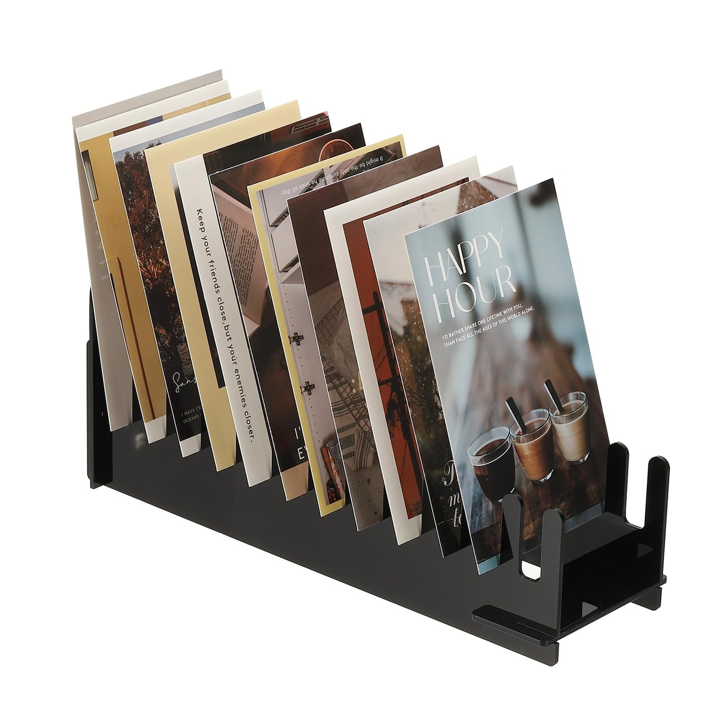 PATIKIL 1Pack 12-Tier Clear Greeting Card Display Stand, Acrylic Sticker Display Stand Portable Postcard Rack Holder Organizer for Envelopes Photo