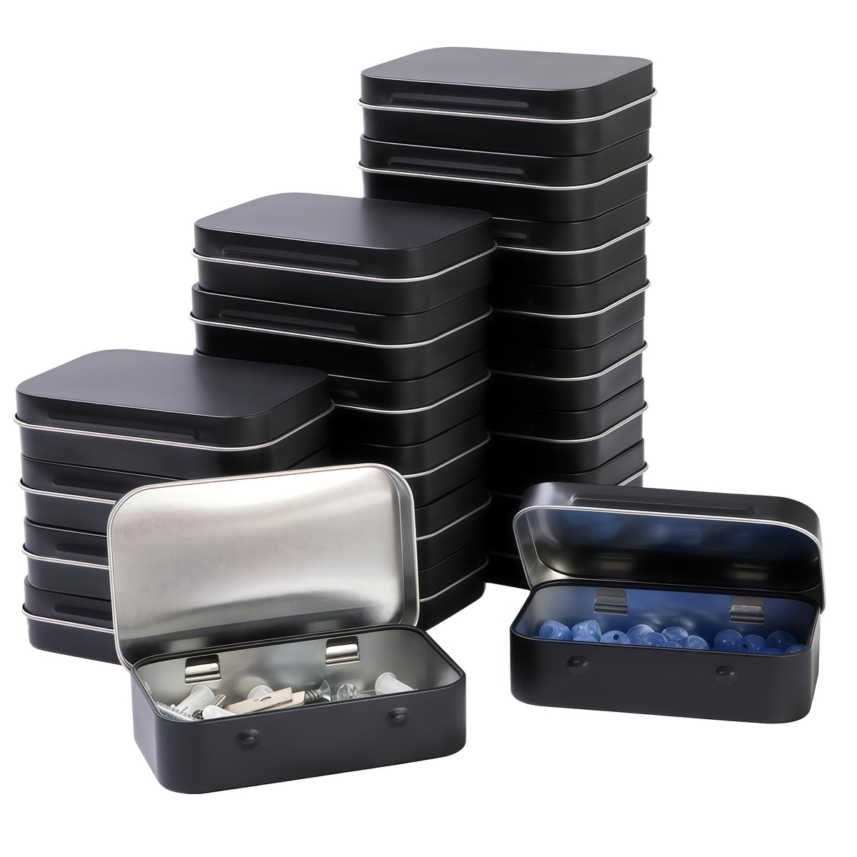 LJY Black Hinged Metal Tins, 20 Pack, 3.7 x 2.4 x 0.9 in