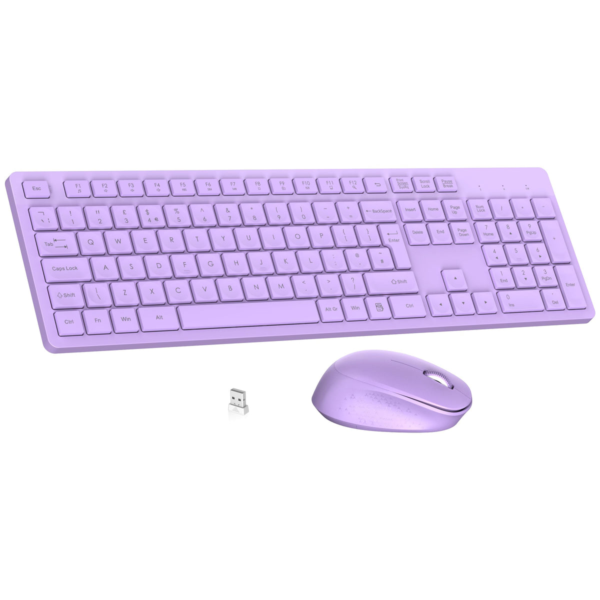 LeadsaiL Wireless Keyboard and Mouse Set, 2.4GHz USB Computer Keyboards and Mouse Combo, Full Size UK QWERTY Layout, Ergonomic Design with 12