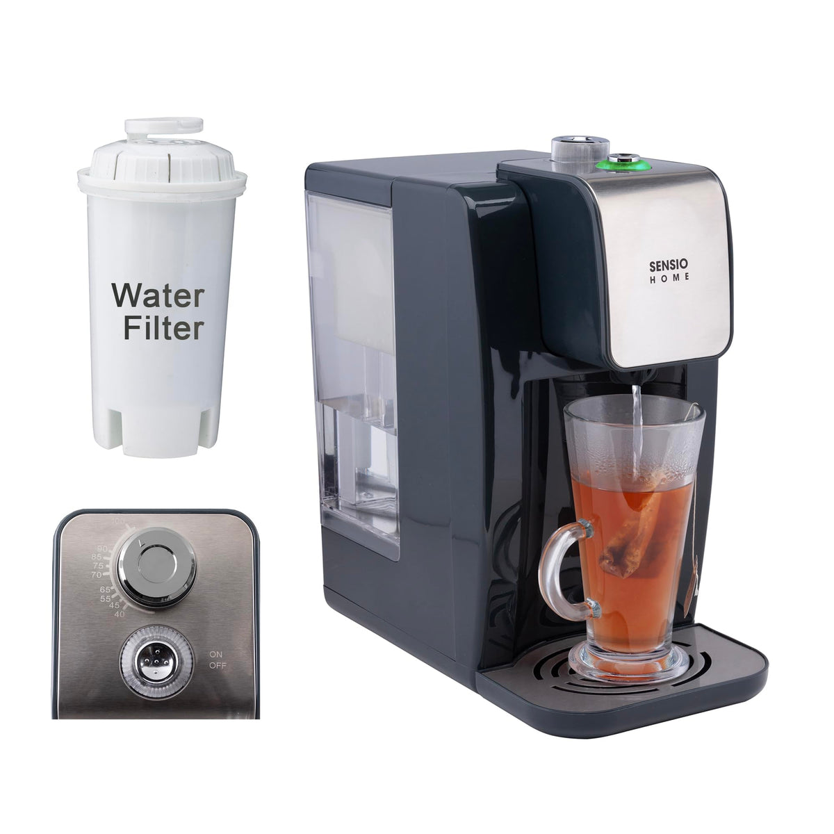 Sensio Home Instant Hot & Ambient Water Dispenser - Integrated Water Filter - Variable Temperature Control - 2.2L - Energy Efficient - 5 Second Boil -