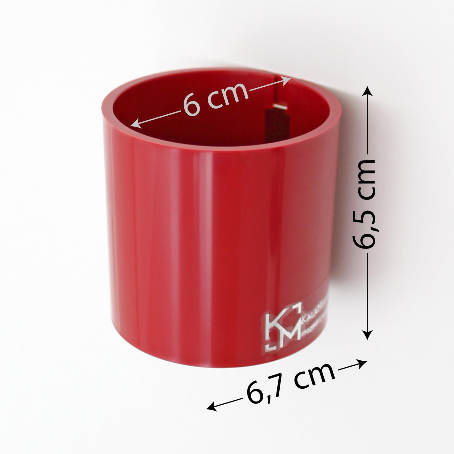KalaMitica - Toothbrush Holder, Pen Holder, Kitchen Utensils Holder - Magnetic Containers to Save Space with Style - Set of 3 Cylinders - Red