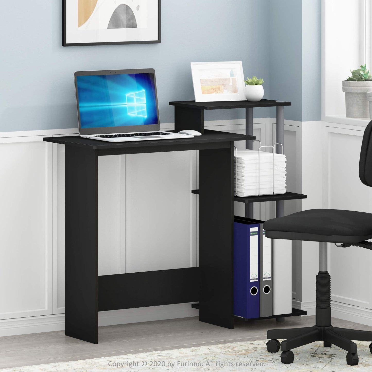 Furinno Efficient Home Laptop Notebook Computer Desk, Study Desk, Writing Desk, Black/Grey
