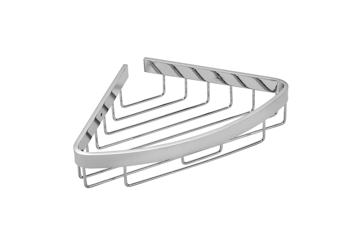 Croydex Aluminium Corner Shower Caddy - Rust-Free Chrome Bathroom Storage Basket with Wall Plugs and Screws Included, Bathroom Accessory - Screw to