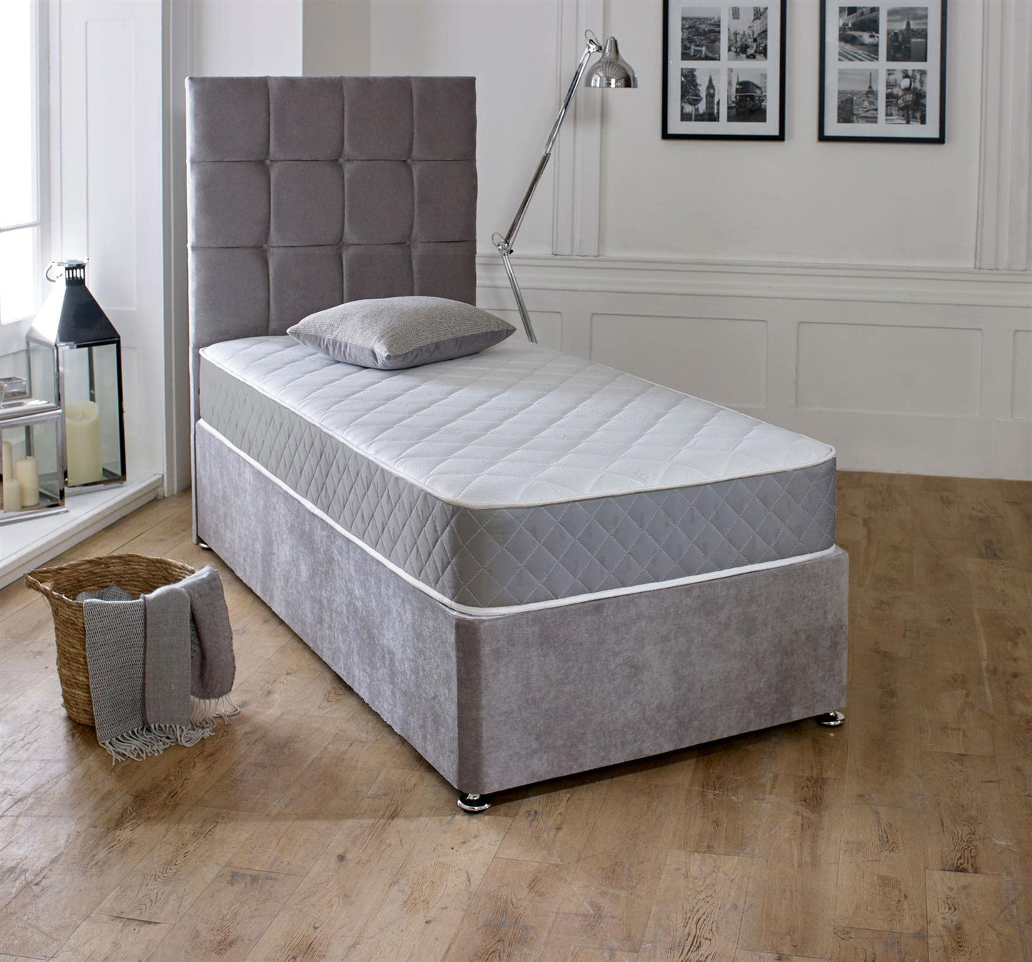Extreme Comfort Spring Coil Diamond Grey Essentials Mattress | 2ft6 Small Single (75cm x 190cm) | Foam Free Spring Coil | Plush Feel | Cooltouch Plus