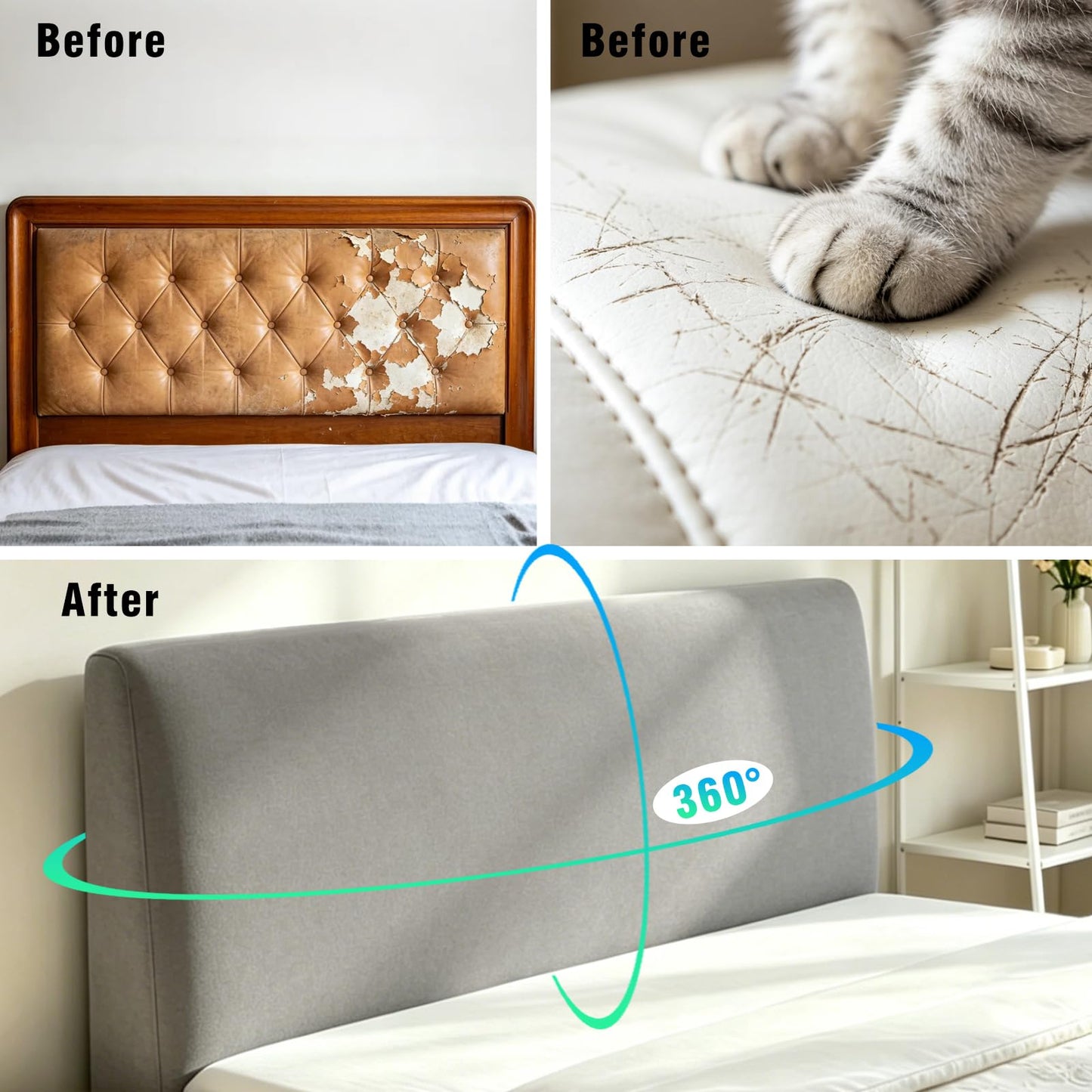 Stretch Headboard Cover, Bed Headboard Cover, Dustproof Headboard Wrap, All-Inclusive Bed Head Protector for Single/Double/King/Super King Bed