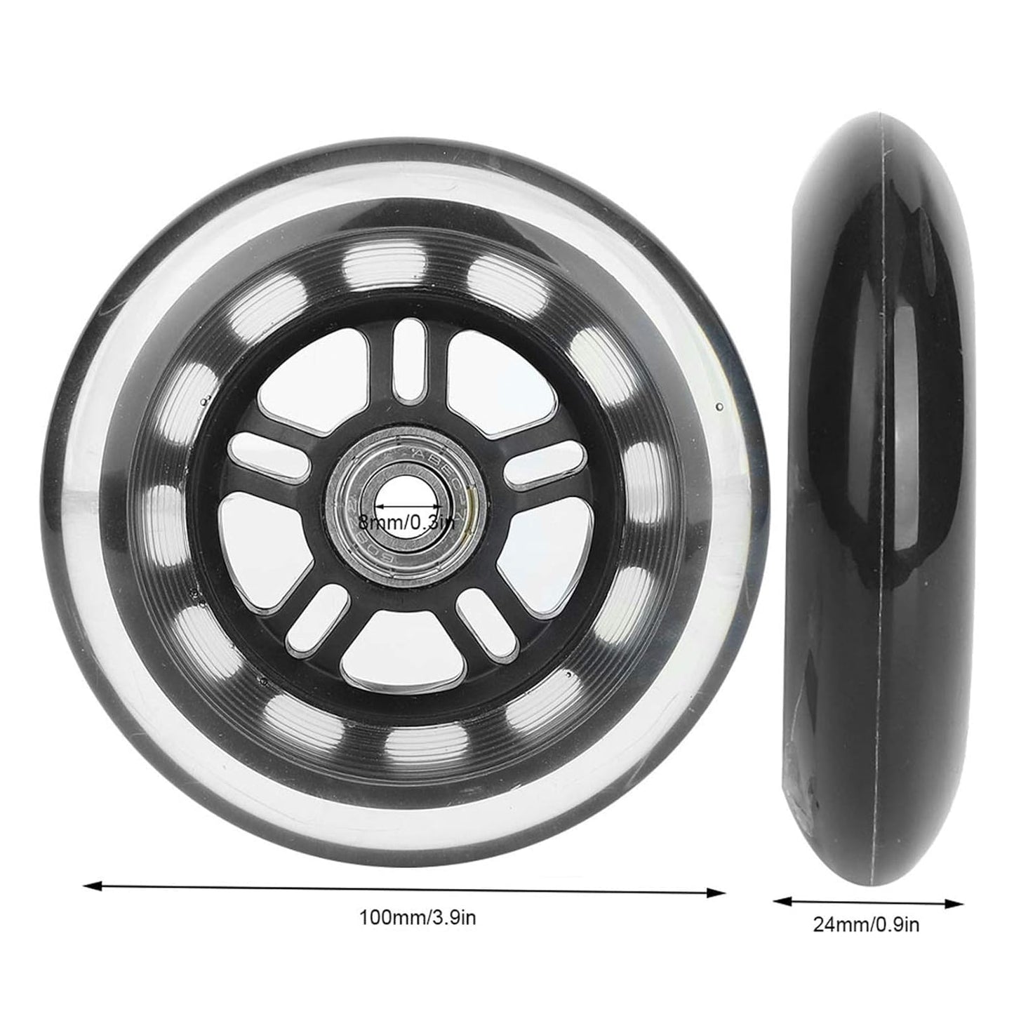 Casters Wheel, 4 in Trolley Wheels Replacement Scooter Wheels, ABEC-7 608ZZ Bearing Caster Wheels for Furniture Cart Wheels Caster Wheels Accessories