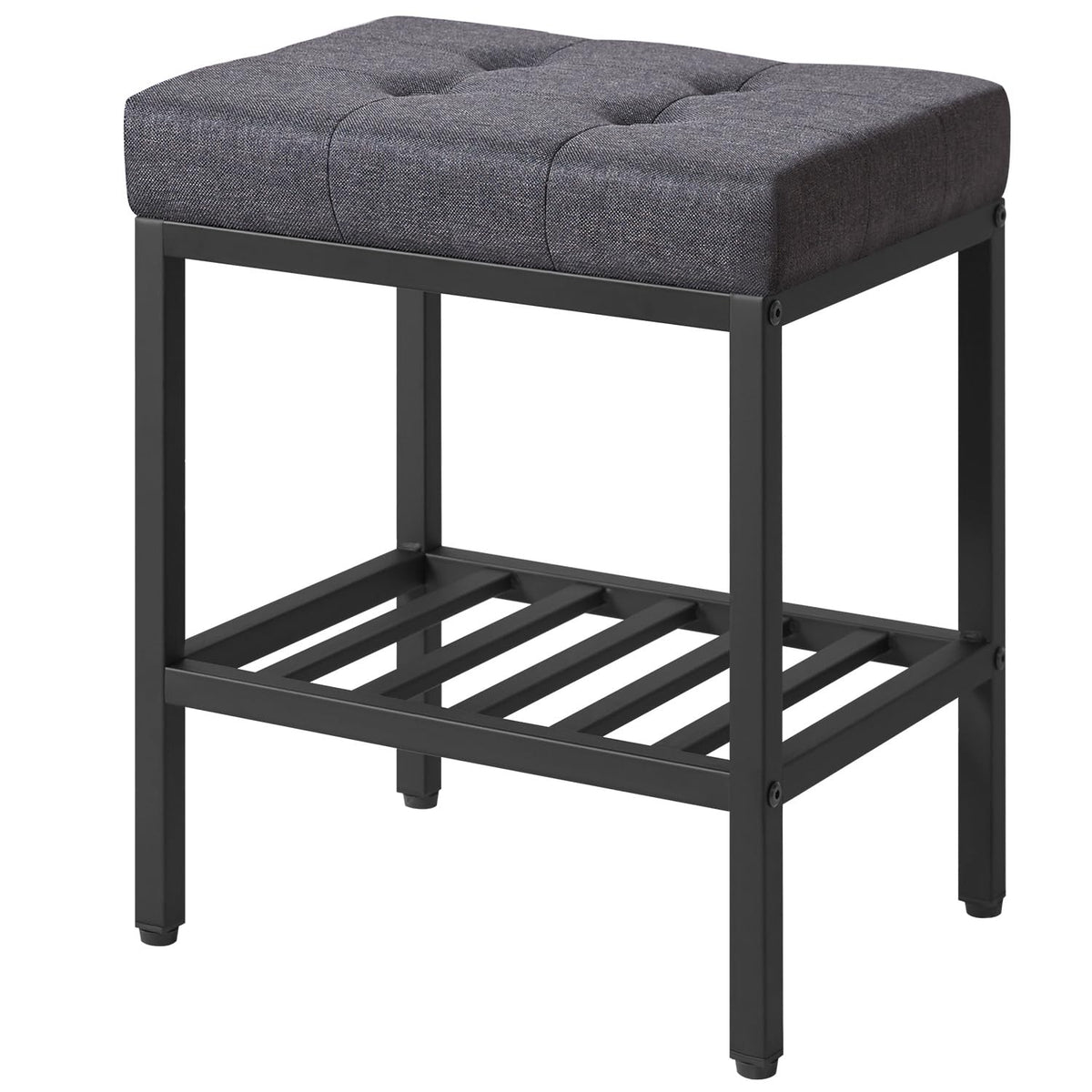 IBUYKE Rectangular Makeup Stool, Linen Seat Vanity Chair, Dark Gray WBD017G