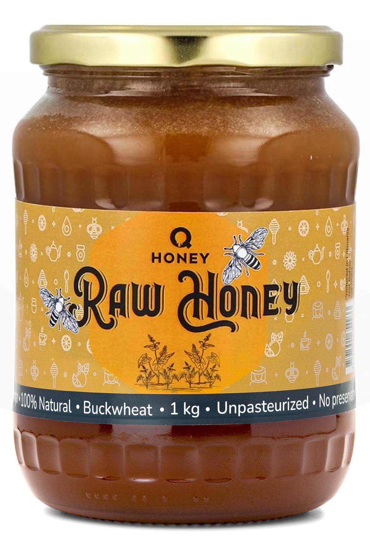 Pure Raw Buckwheat Honey 100% Natural - Unfiltered and Unheated, 1 kg, Directly from the Hive, Perfect for Cooking and Marinades with a Strong Earthy