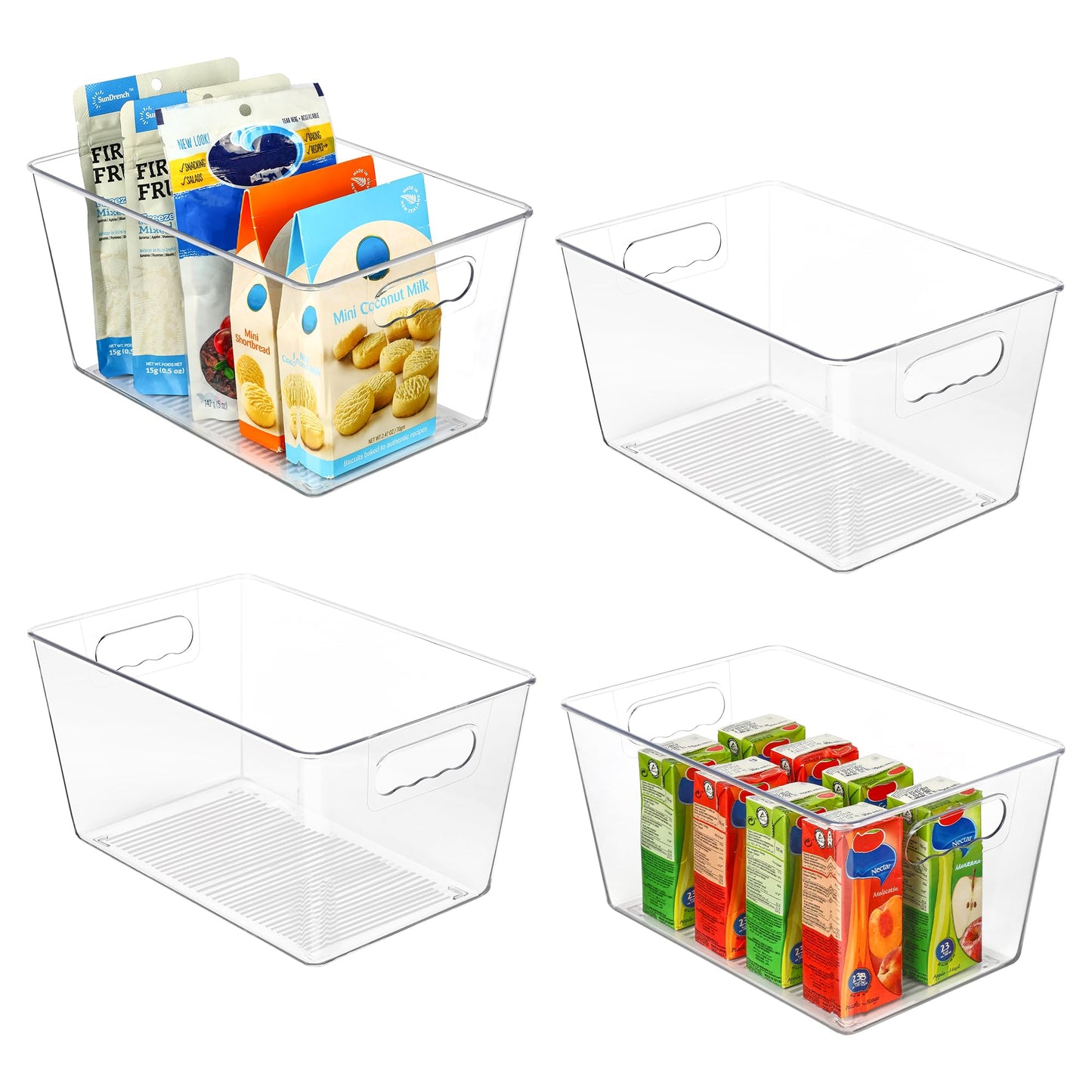 Vtopmart Clear Plastic Storage Boxes, Pantry Storage Organizers 4 Pack