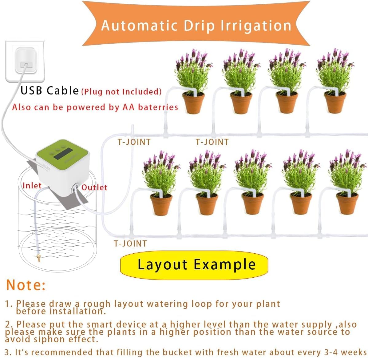 WOWLED Automatic Drip Irrigation System, Indoor Plant DIY Smart Irrigation Kit Self Watering System for House Plants, Watering Equipment for Potted