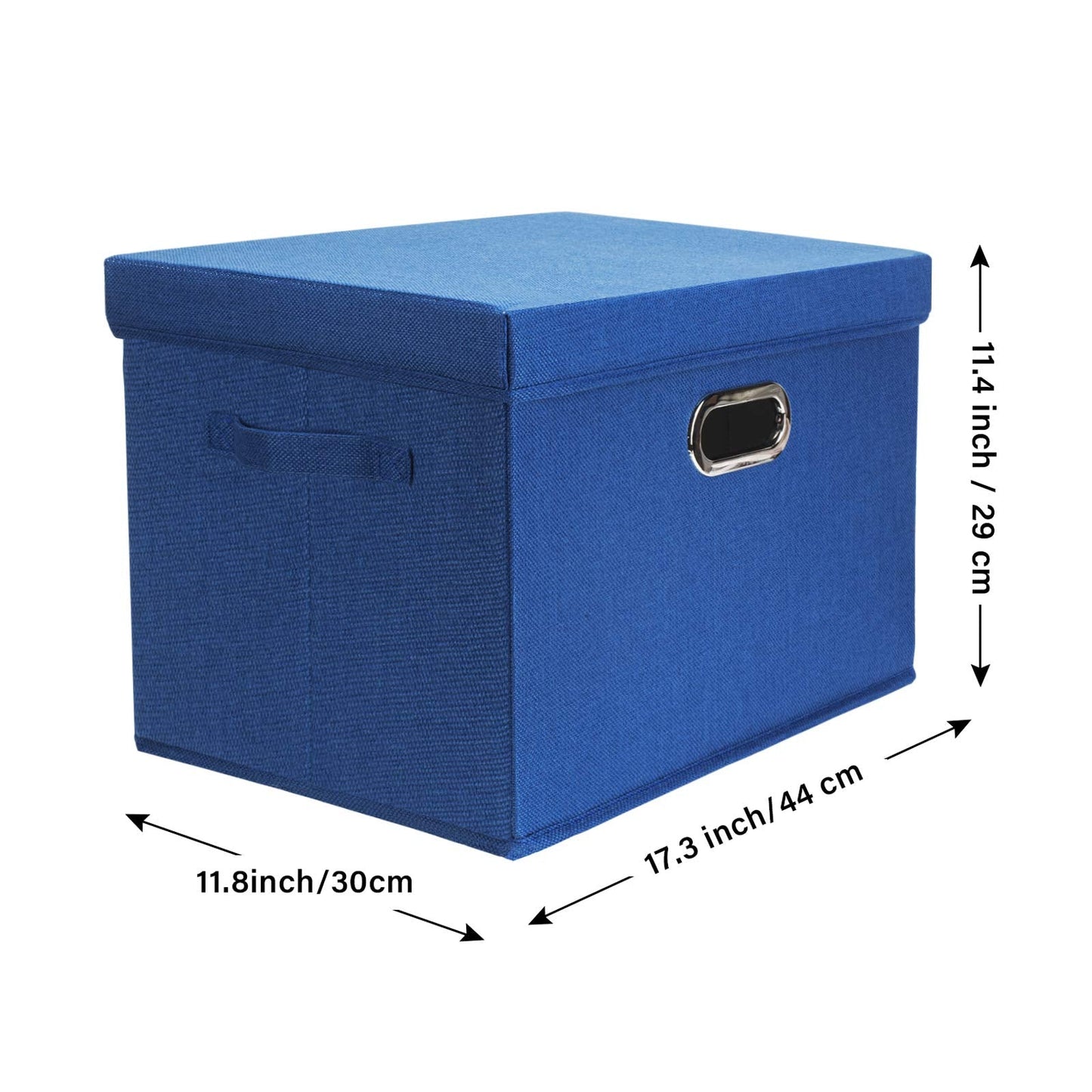TYEERS Large Storage Box with Lid, Collapsible, Washable, Fabric Storage Box for Clothes, Wardrobe Storage, 44x30x29 cm, Set of 5, Classic Blue