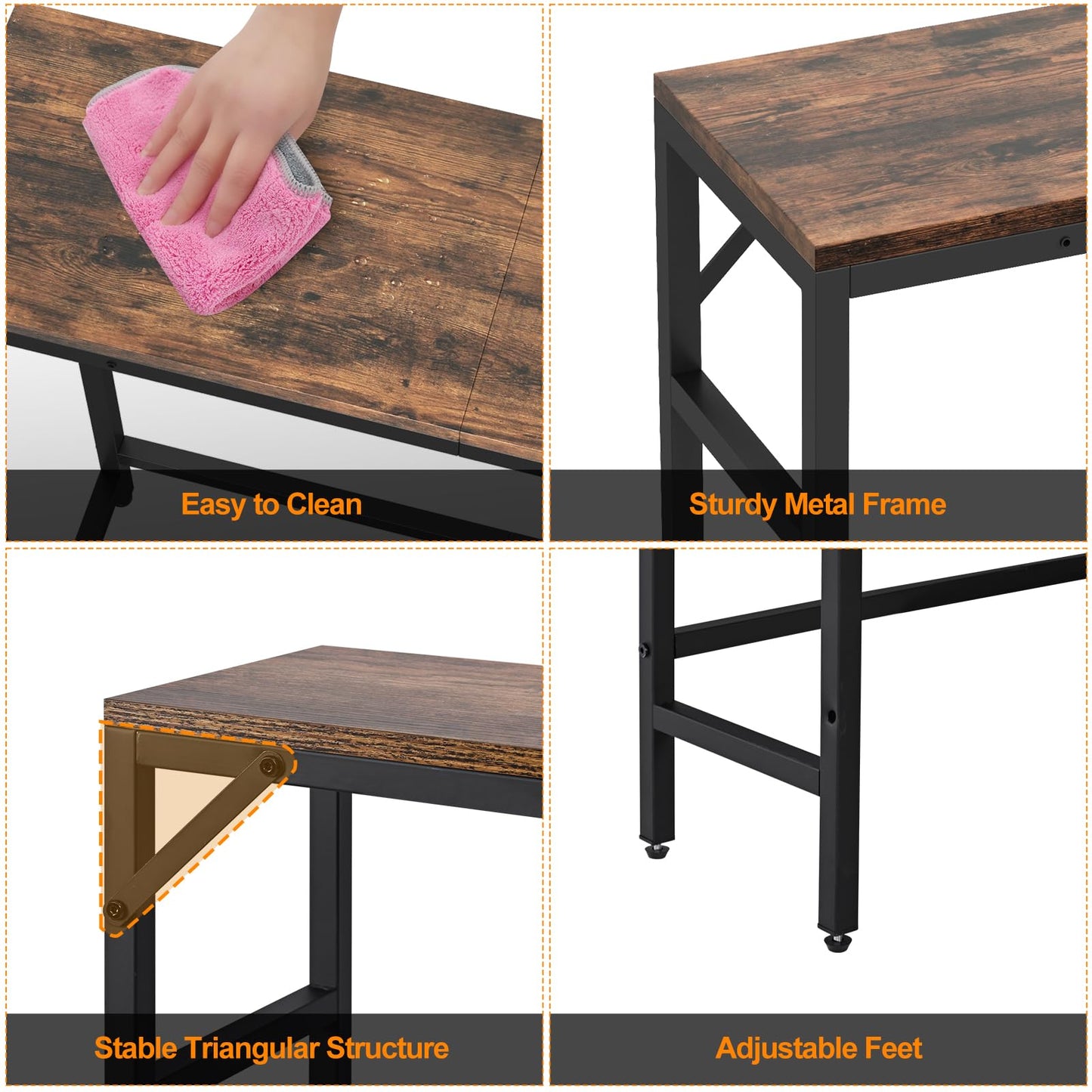 Livofloral Narrow Console Table, 75 cm Entryway Table with 2 Support Bar, Thin Sofa Table, Small Couch Table, Display Table