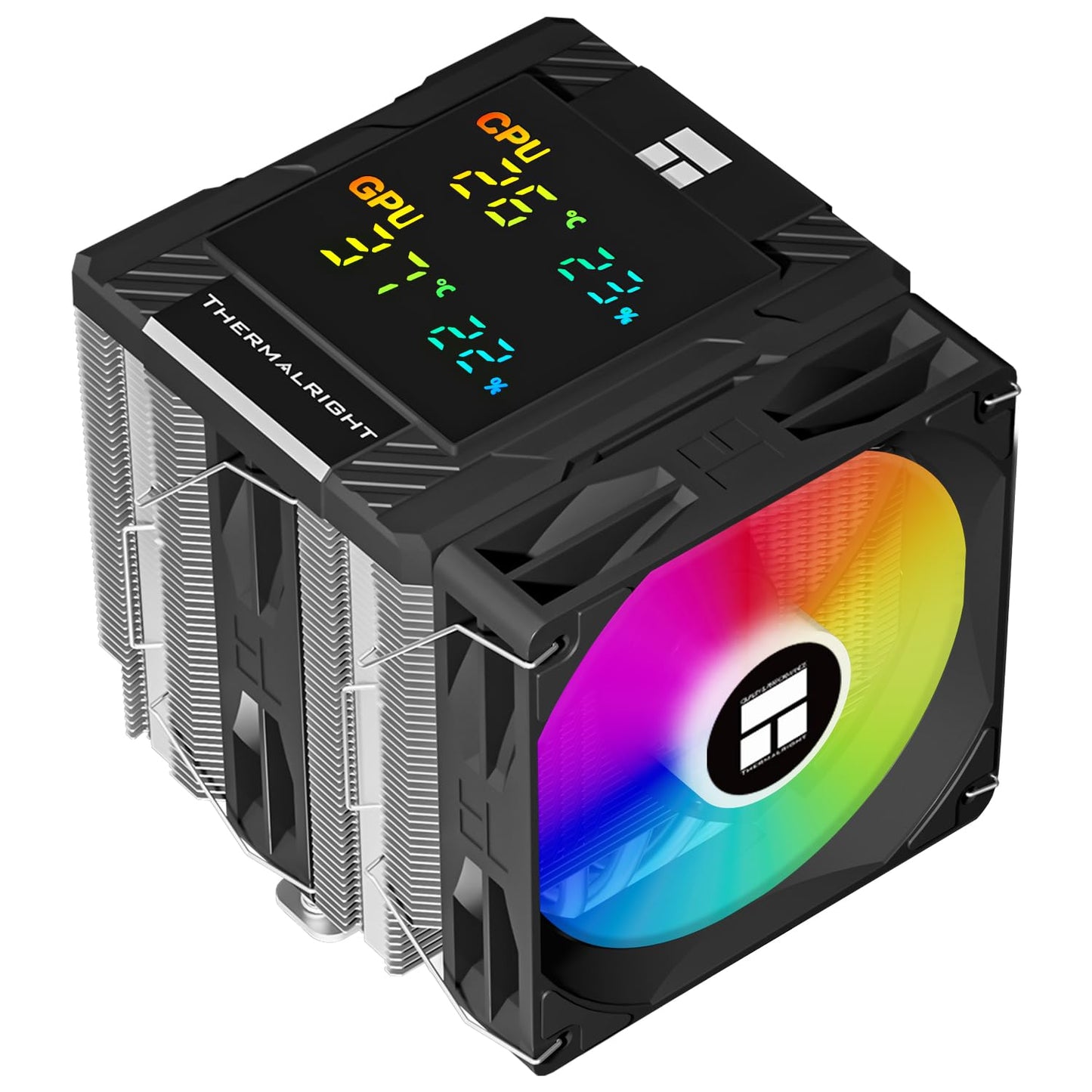 Thermalright Peerless Assassin 120 Digital ARGB Black CPU Air Cooler, Digital Screen Top Cover,6 Heatpipes Computer CPU Cooler, for AM4/AM5,Intel