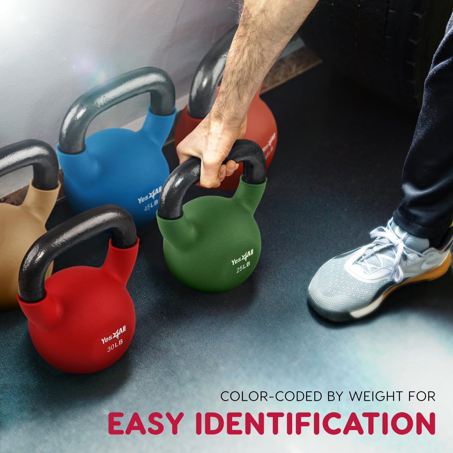 Yes4All Neoprene Coated Kettlebell Weights, Strength Training Kettlebells (15Lb - Willowherb)