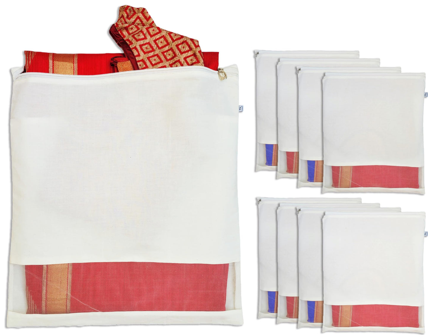 Clarkia Cotton Saree Covers, With Blouse Pouch, 17x17 inch, 12 Pack