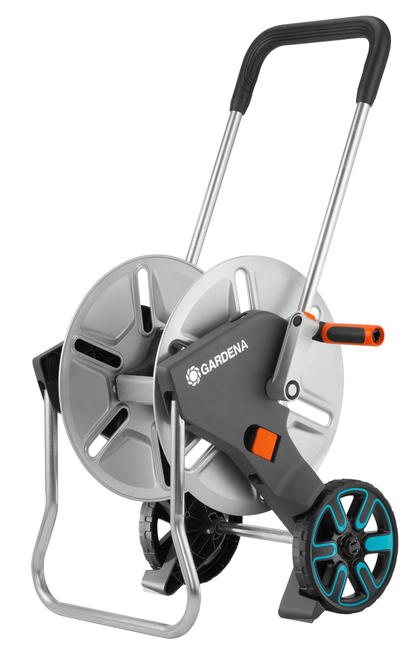 Gardena CleverRoll M Metal: Hose trolley with up to 60 m capacity, especially sturdy with a stable hose guide and anti-drip device (18541-20)