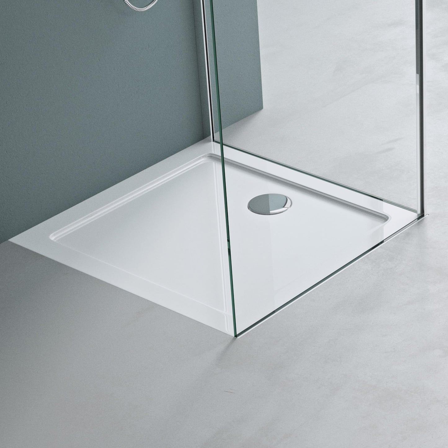 Mai & Mai Shower Tray Bathroom | Acrylic | White | Rectangular Shower Tray | WDH: 75?90?4cm | Durable Modern Shower Base for Shower Enclosures Faro2