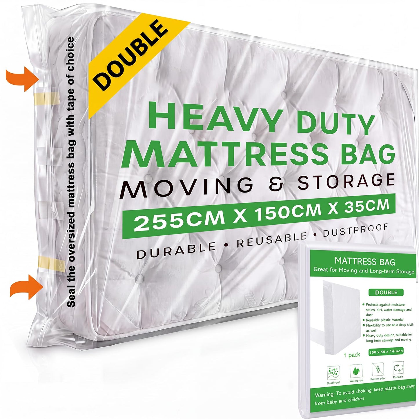 Dntorx Double Mattress Cover for Moving, Mattress Bags for Moving