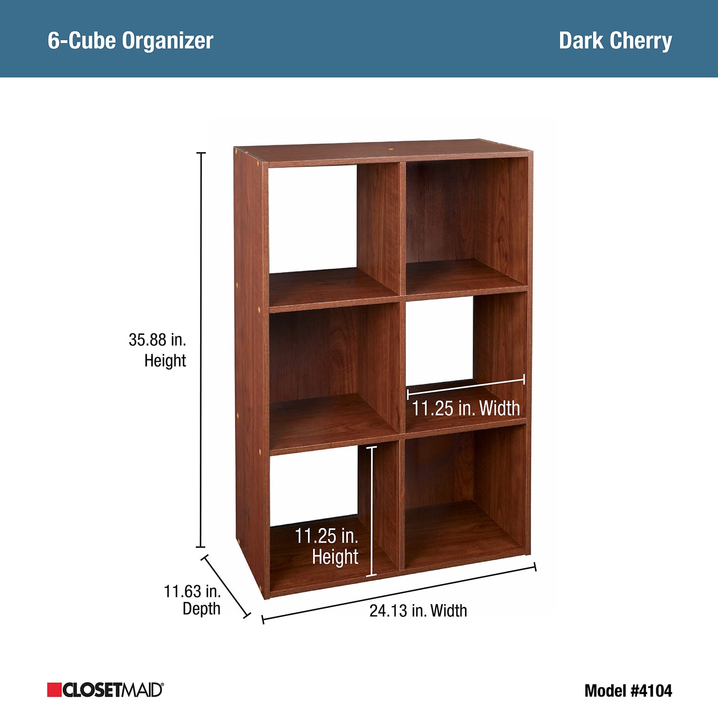 ClosetMaid Cubeicals 6 Cube, Dark Cherry, 61 cm x 29.5 cm x 91 cm