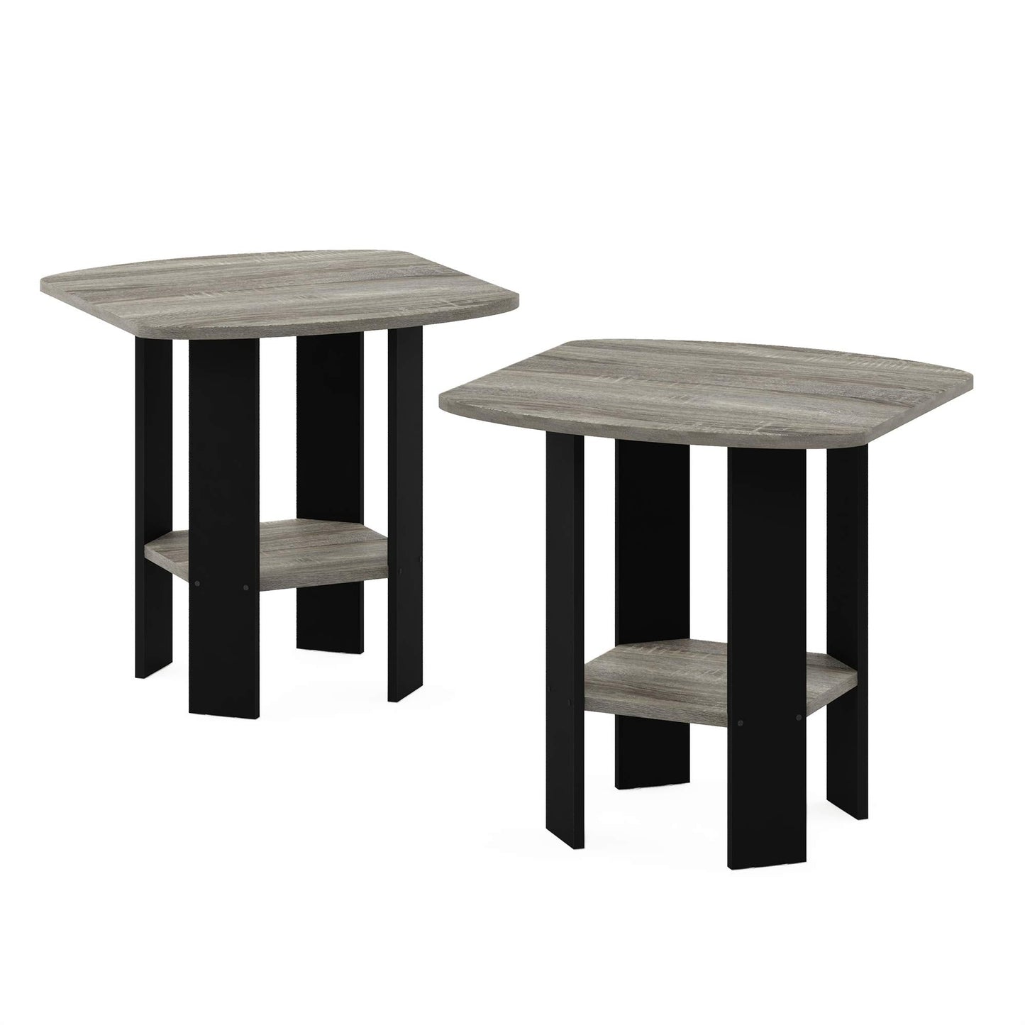 Furinno SIMPLE DESIGN Side Table Set of 2, 2-Tier End Table, Open Shelves Night Stand, Bedside Table, for Living Room, Bedroom, French Oak