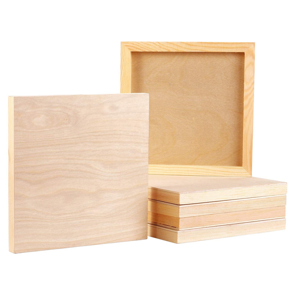 Yarlung 6 Pack 8 x 8 Inches/20x20cm Wooden Painting Panels, Unfinished Birch Wood Cradled Canvas Boards for Painting, Drawing, Watercolor, Encaustic