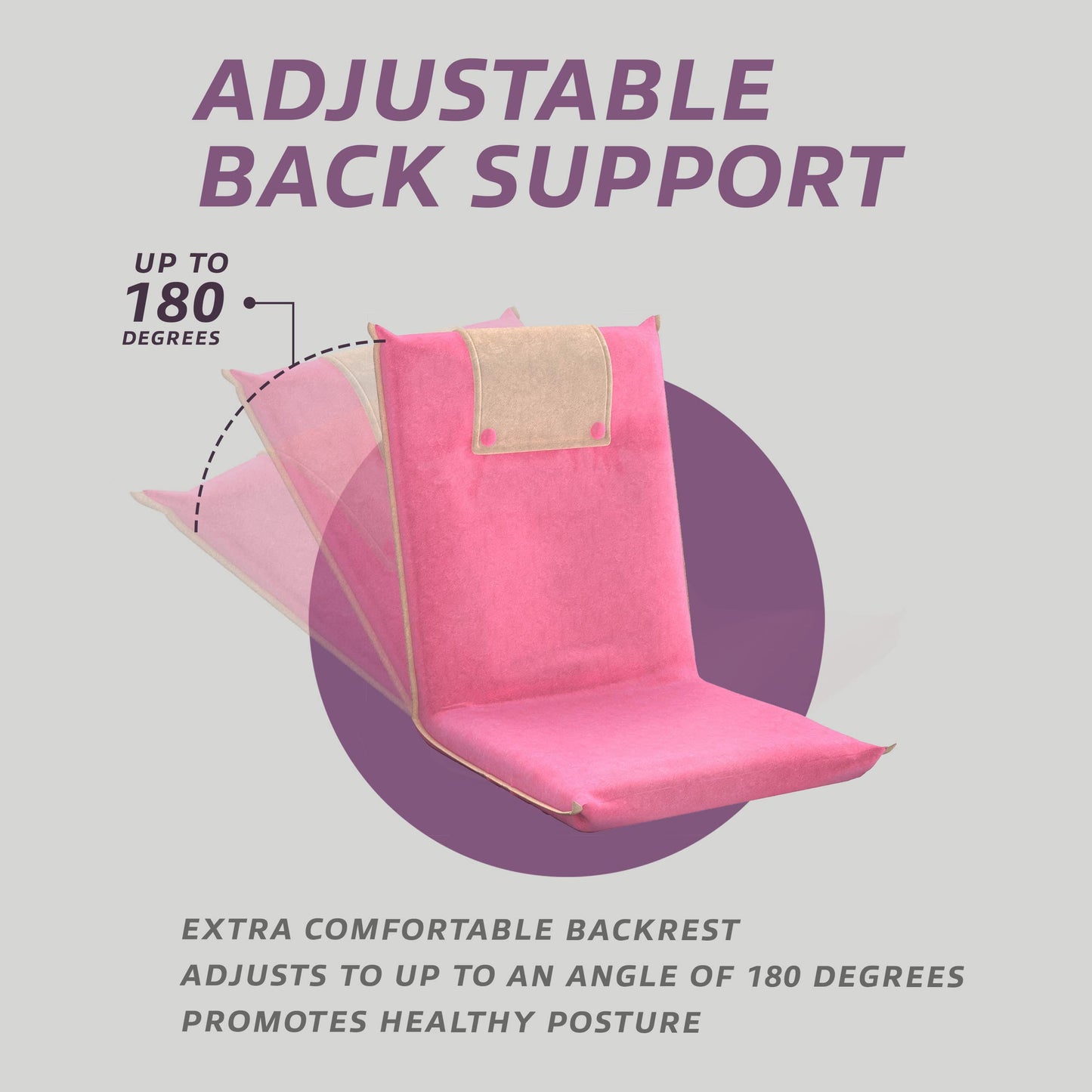 bonVIVO EASY II Folding Floor Chair Adjustable Back Support Pink