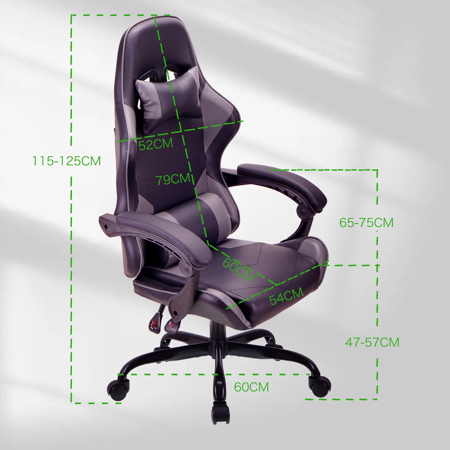 T-THREE.Ergonomic high-back gaming, computer, office, study, swivel, and racing-style chair with adjustable lumbar and headrest support, 150kg weight