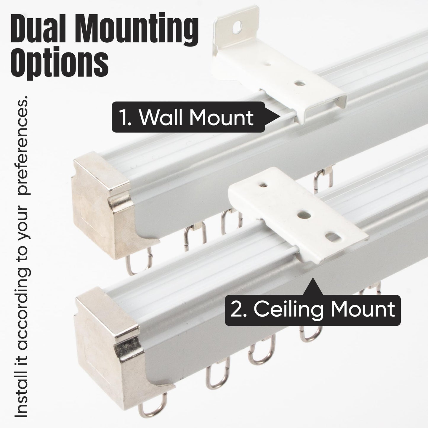 Ceiling Curtain Track Set | 3ft-16.4ft / 5 Meter | Ceiling Track for Curtains-Room Divider | Ceiling Mounted Curtain Track For Privacy | Living Room