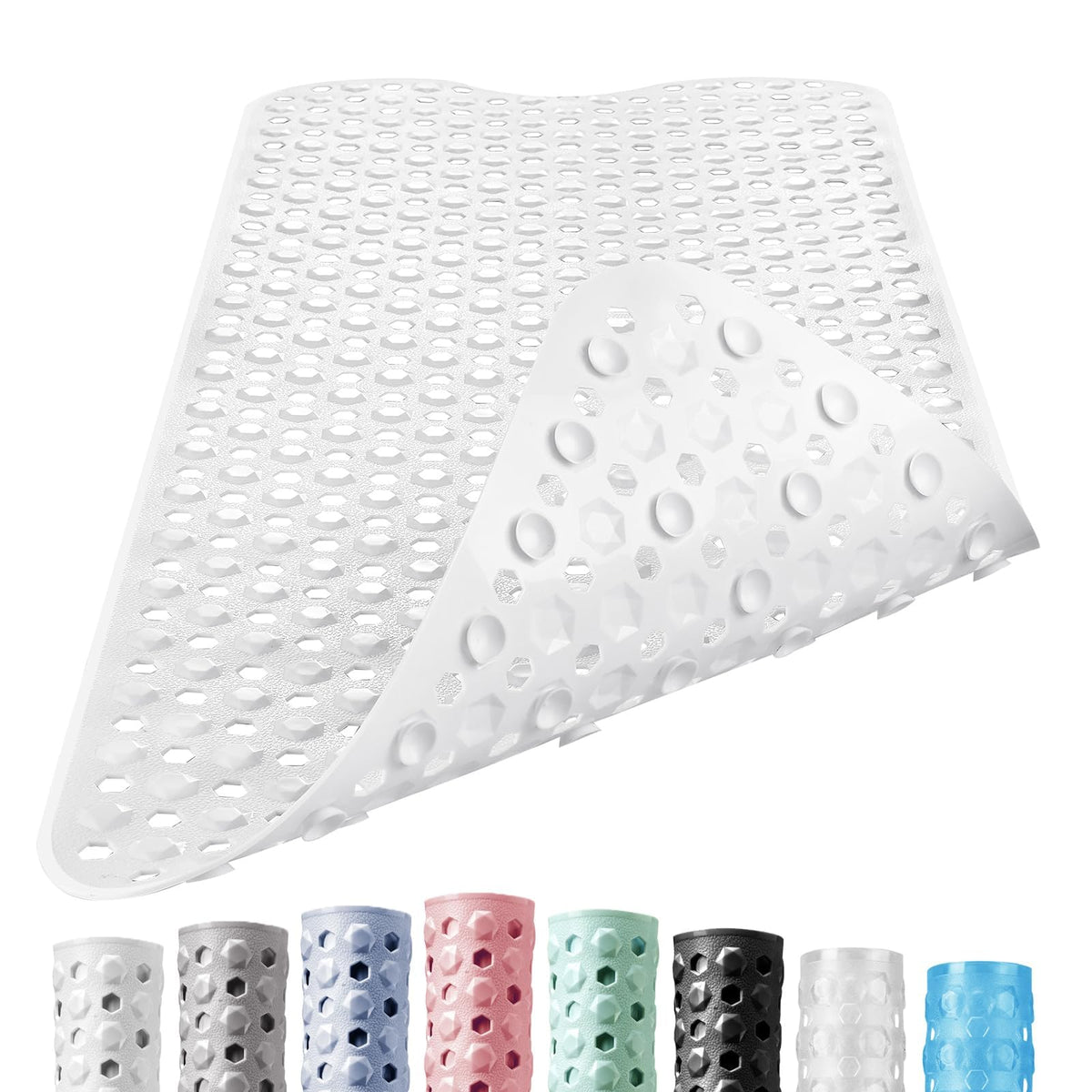 DOPROP Luxury White Bathroom Accessories Bathtub Mat for Inside Extra Long Anti Non Slip Bath Shower Mat for Elderly Children Premium Vinyl Shower