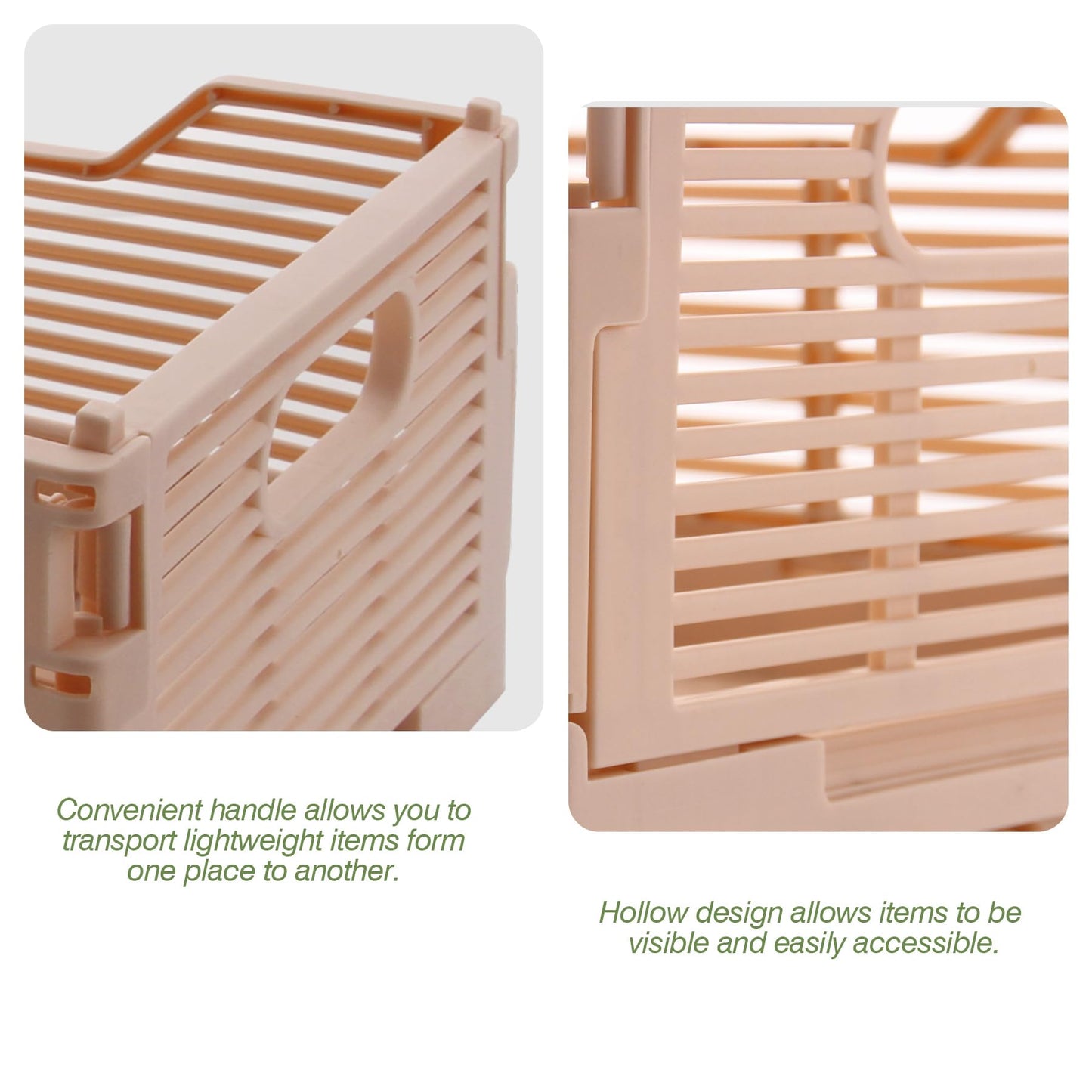 Vivikivi 2-Pack Collapsible Crates Storage Boxes, 22x15x9cm, Pink
