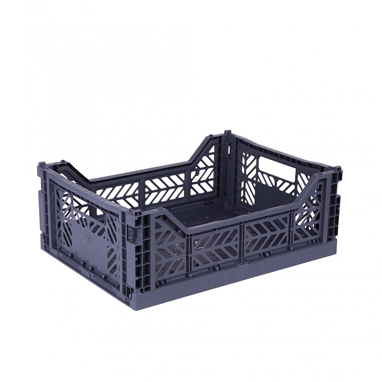 AYKASA Folding Crate, Sturdy Folding Box, Plastic, Stackable, Cobalt Blue, Midi (40 x 30 x 14 cm)