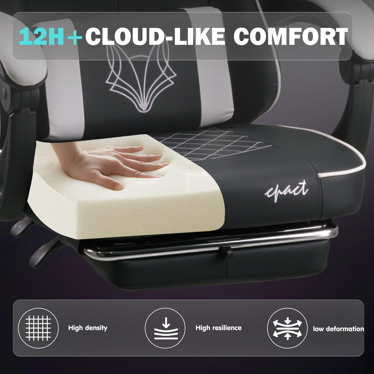 play haha Gaming Chair Ergonomic Gaming Chair with High-Density Foam & Breathable PU Leather 135-Degree Recline