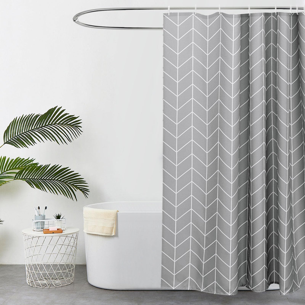 EurCross Grey Shower Curtain Mould Proof Resistant, Water Repellent Mildew Free Polyester Bathroom Shower Curtains, 180 x 200cm, Machine Washable