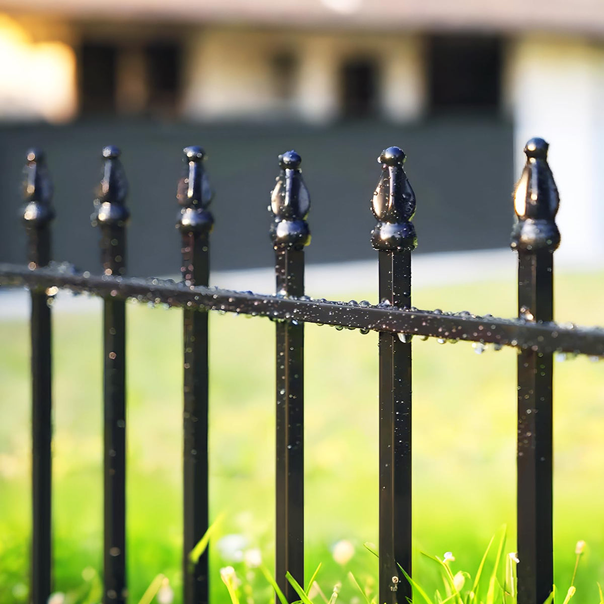 Thealyn Metal Garden Fence Decorative Fence 71cm High x 56cm Wide (5 Panels, Total Length 2.75m) No Dig Fence Border Fence Dog Fence Landscape Fencing