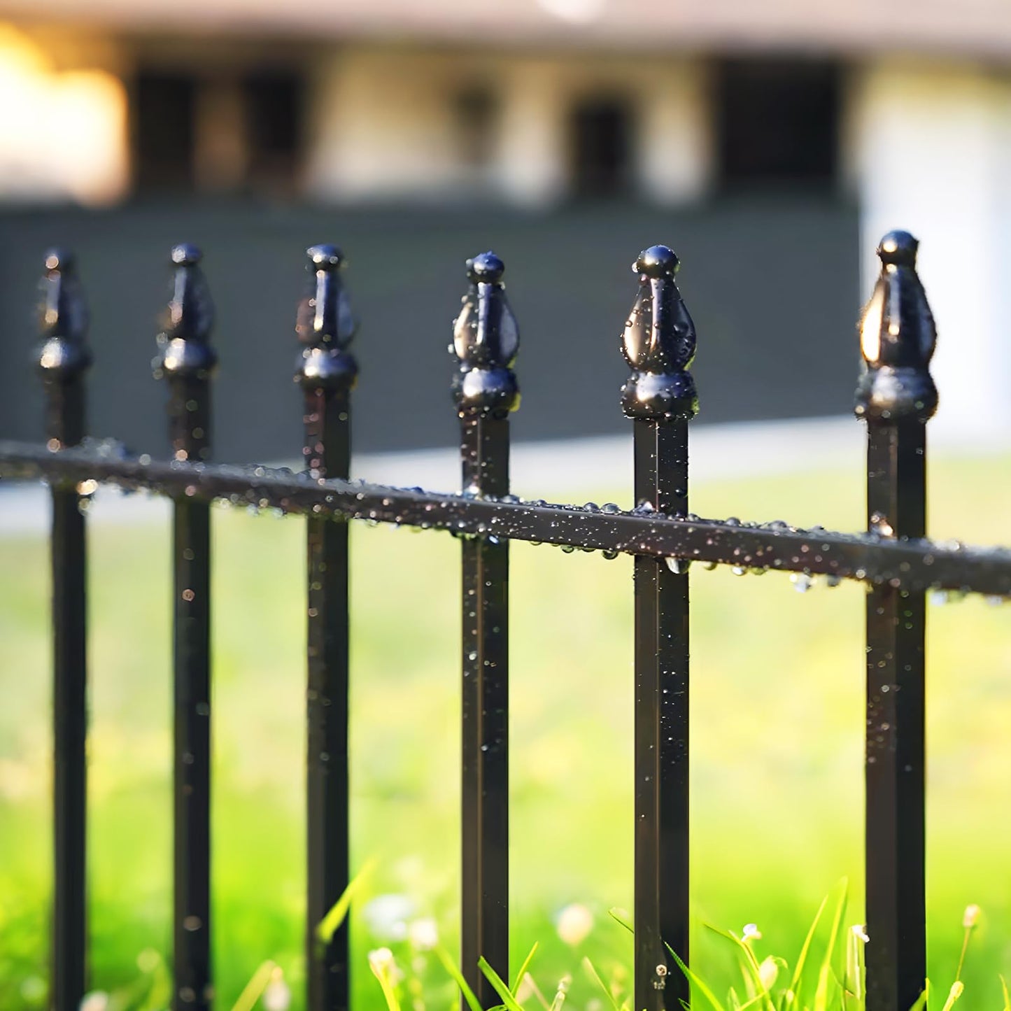 Thealyn Metal Garden Fence Decorative Fence 60cm High x 60cm Wide (5 Panels, Total Length 3m) No Dig Fence Border Fence Dog Fence Landscape Fencing