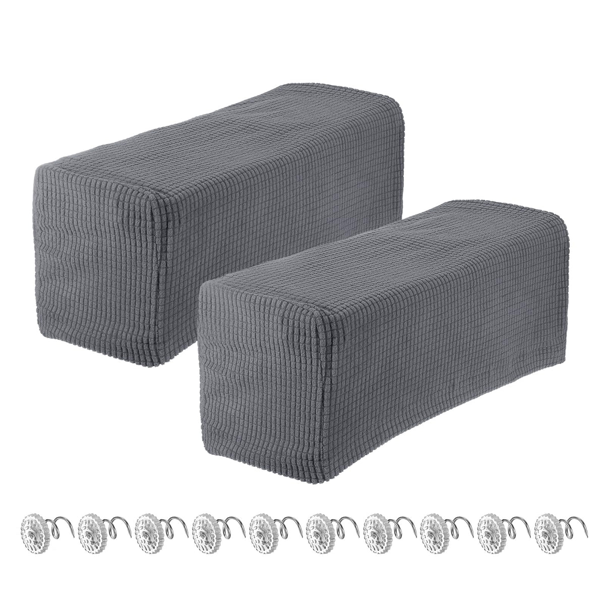sourcing map 2pcs Stretch Armrest Covers for Chairs/Sofas, Couch Arm Covers with Twist Pin, Furniture Protector Slipcovers Light Grey