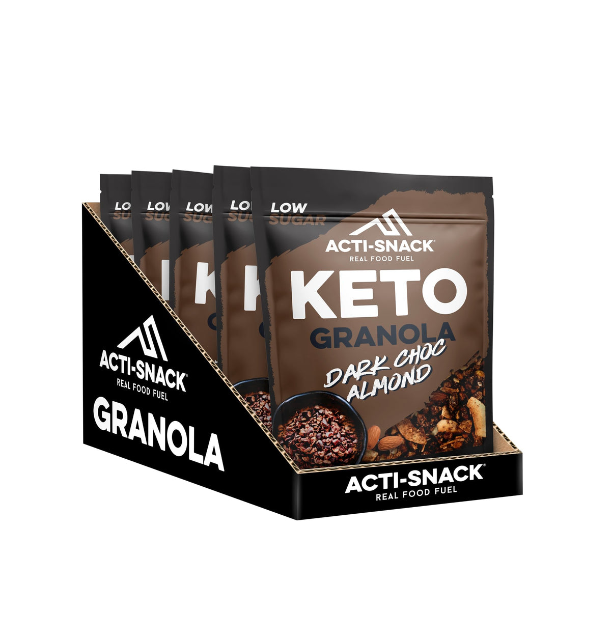 ACTI-SNACK Keto Granola - Dark Chocolate Almond | Grain-Free Granola, Plant Protein Rich in Fibre Iron and Magnesium, Low in Sugar, Vegan Friendly