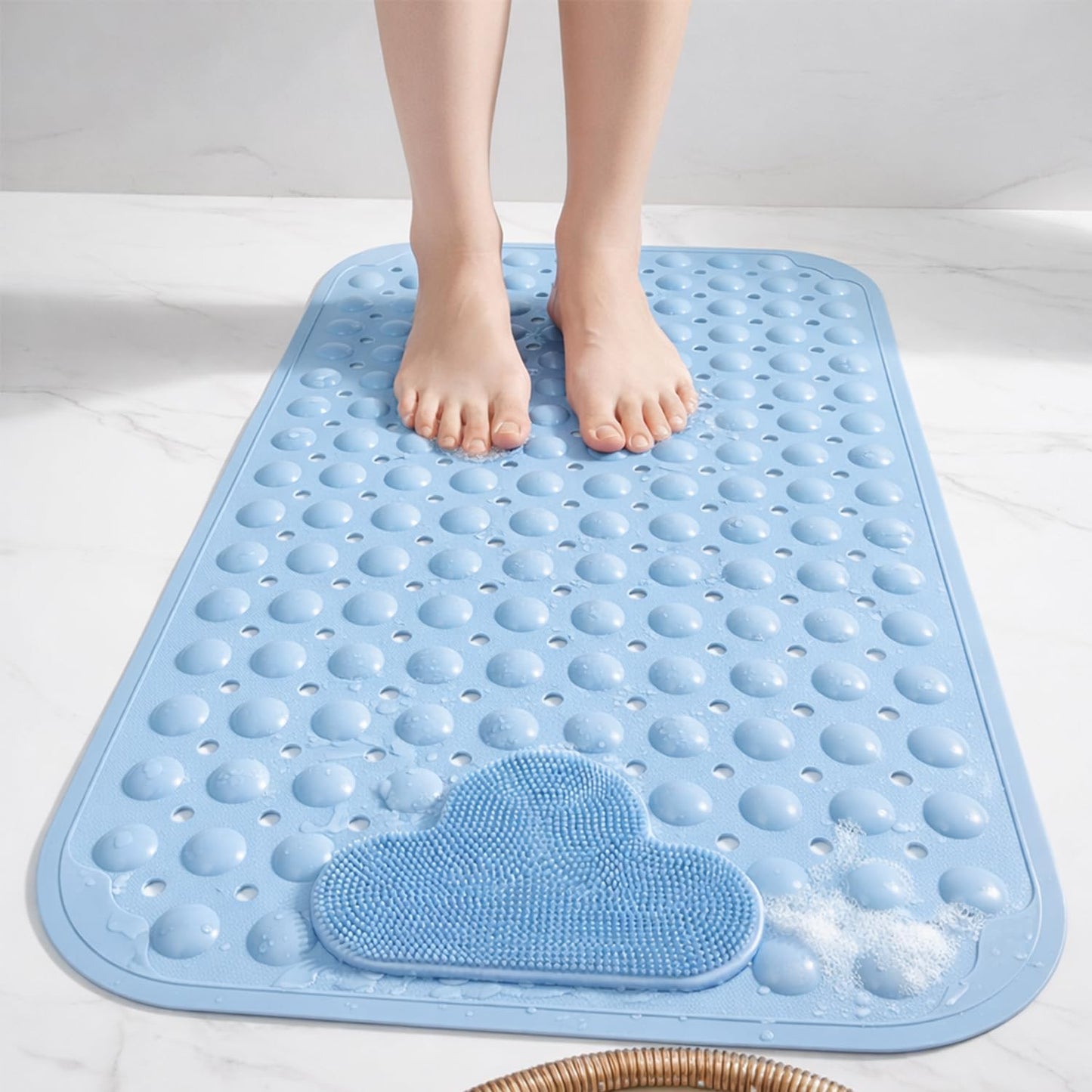 Non-Slip Bath Mat with Suction Cups, GVTECH 100x40cm/40x16in Extra Long Bathtub Mats | Anti-Mould, Machine-Washable, Latex-Free